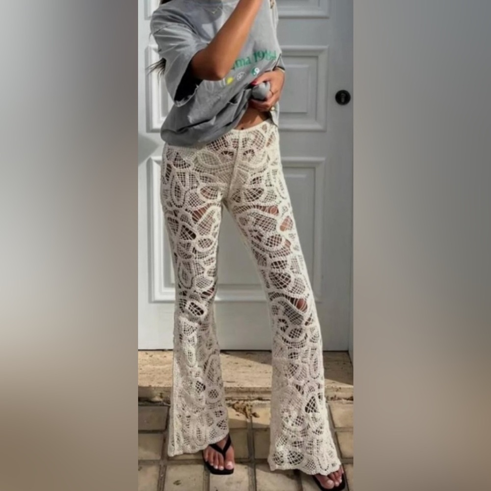 Elegant Crochet Lace Pants/Size medium - Picture 2 of 9